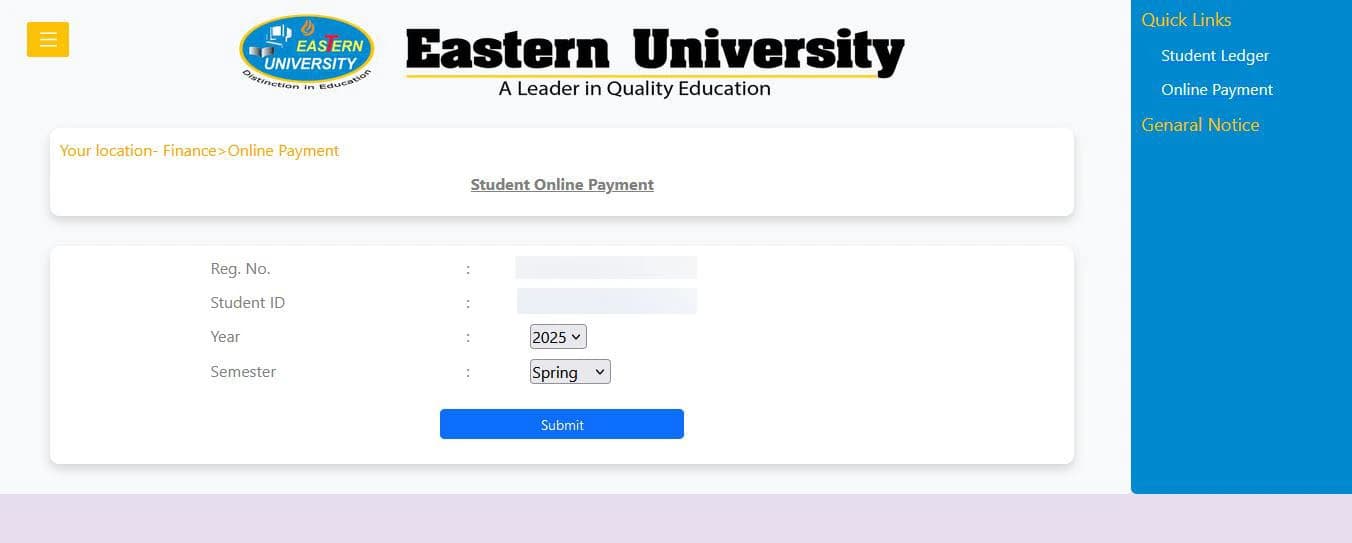 Student Login Form