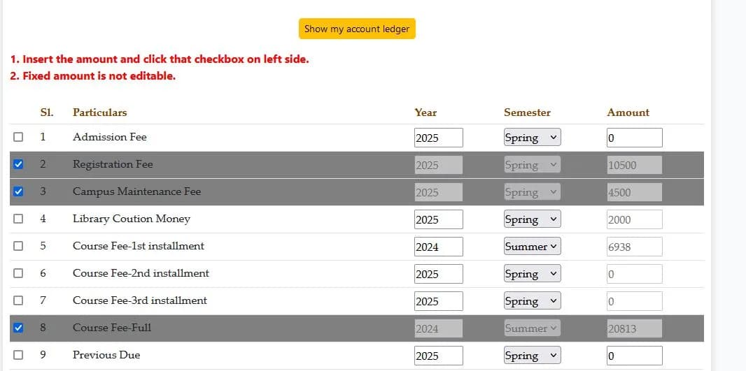 Student Login Form