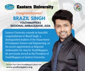 Brazil Singh recognized as YouthMappers Asia Regional Ambassador.