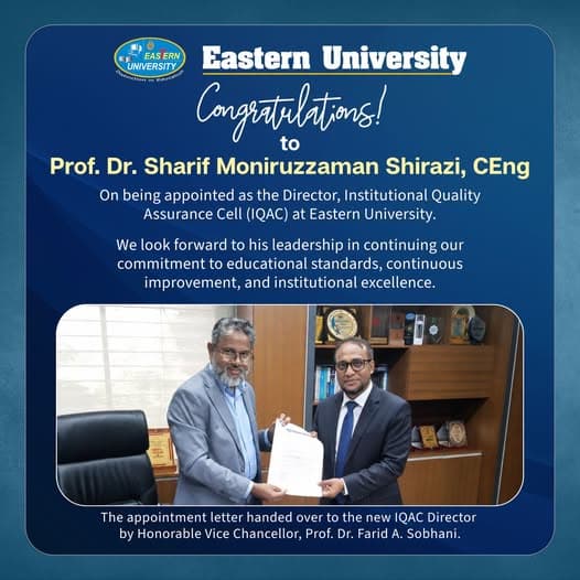 Congratulations to Prof. Dr. Sharif Moniruzzaman Shirazi