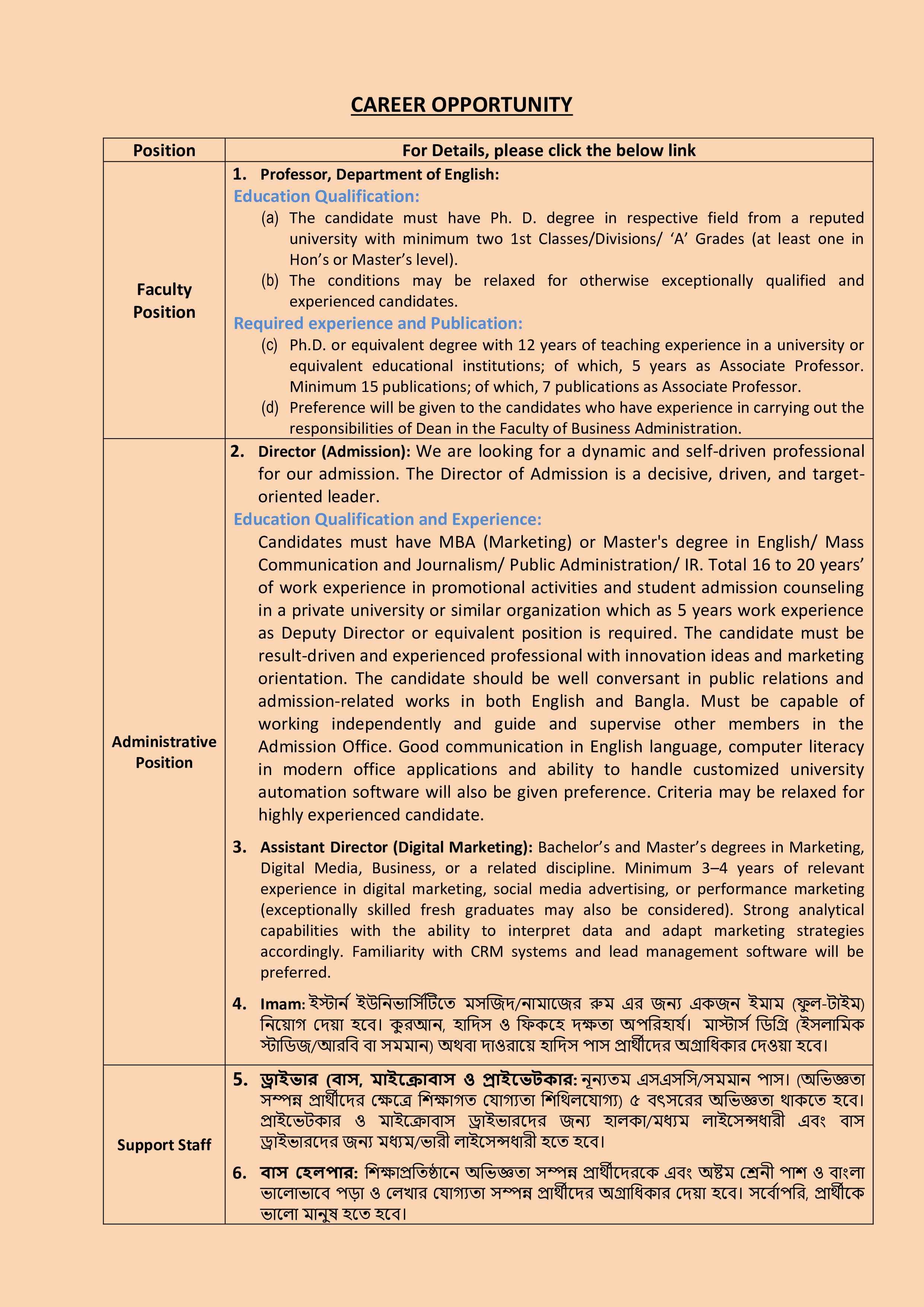 Career Opportunity (July 2025)