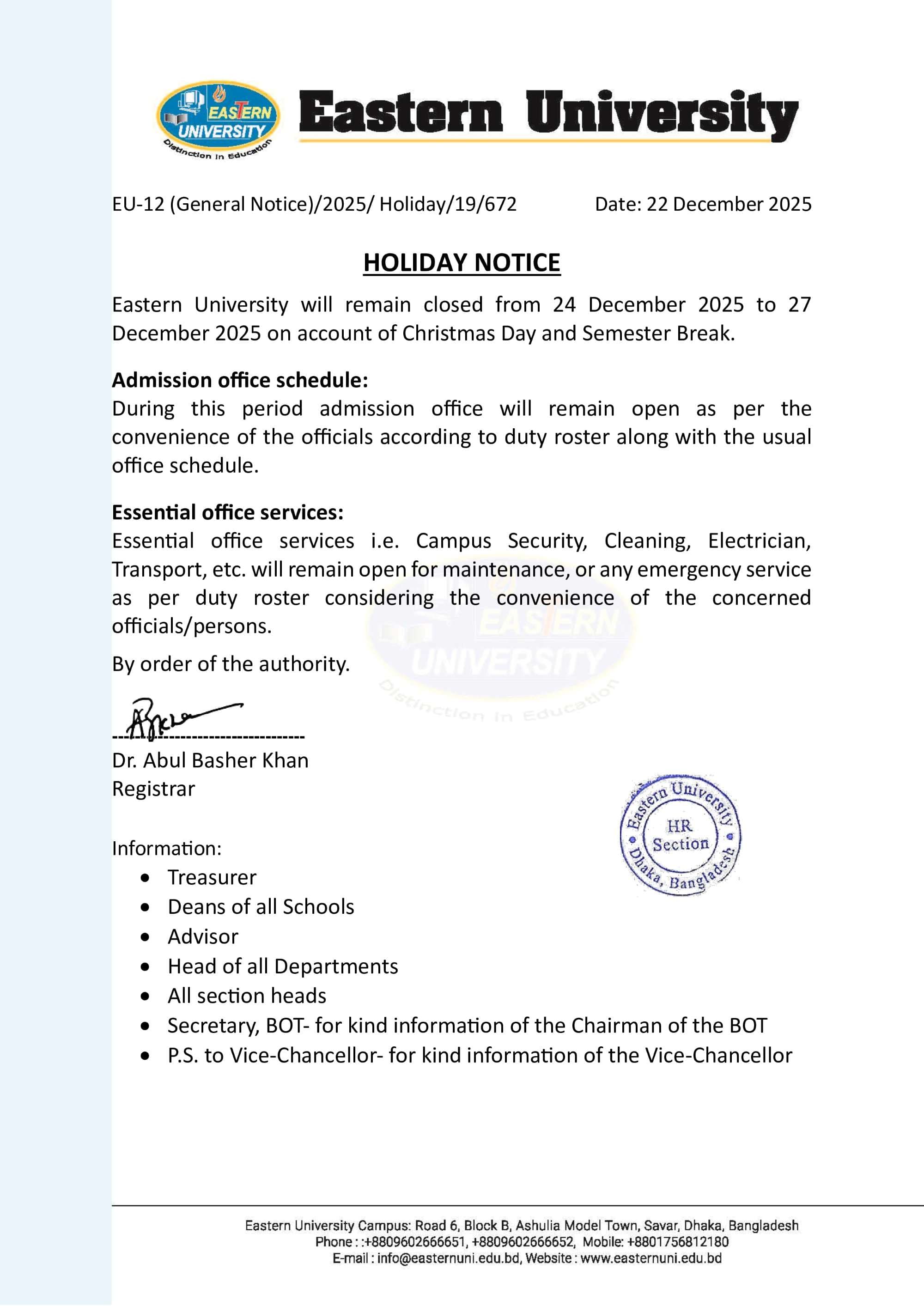 Holiday and Semester Break