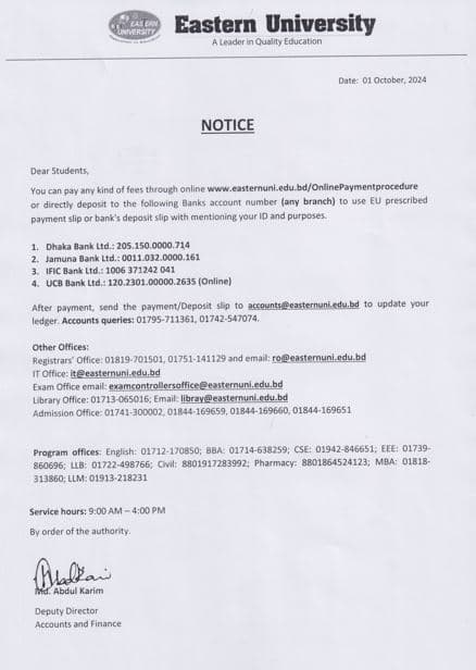 Notice for Accounts and Others issues
