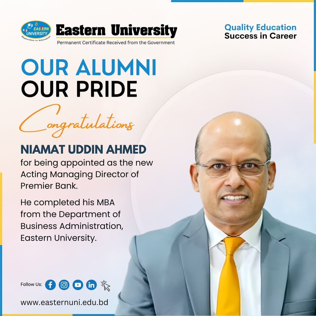 Congratulations Niamat Uddin Ahmed for being appointed as the new Acting MD of Premier Bank.